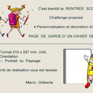 CHALLENGE -  PAGE DE GARDE D'UN CAHIER DE COURS