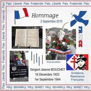 HOMMAGE AU SERGENT JEANNE BOUCHET - 2 SEPTEMBRE 2015