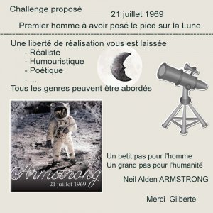 1-CHALLENGE - 21/7/1969-PREMIER HOMME A AVOIR POSE LE PIED SUR LA LUN