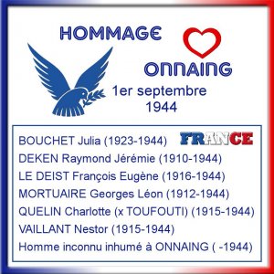 ONNAING LE 1ER SEPTEMBRE 1944 - HOMMAGE