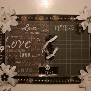 Ardoise Love (noir, fleurs, messages d'amour)