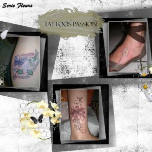 planche de tatouages fleurs