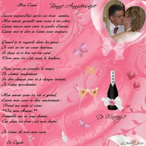 AUJOURD'HUI 3 ANS DE MARIAGE