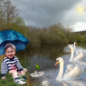 Edouard à l'étang (sous la pluie)