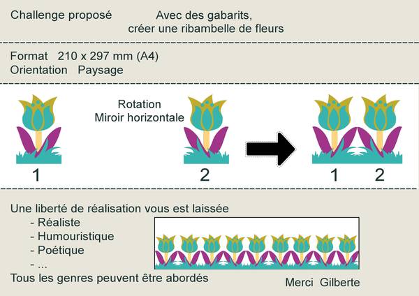 1-CHALLENGE - AVEC DES GABARITS CREER UNE RIBAMBELLE DE FLEURS