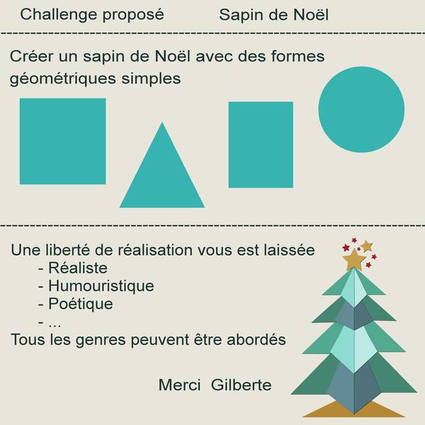 1-CHALLENGE - CREER UN SAPIN DE NOEL AVEC DES FORMES GEOMETRIQUES SIMPLES