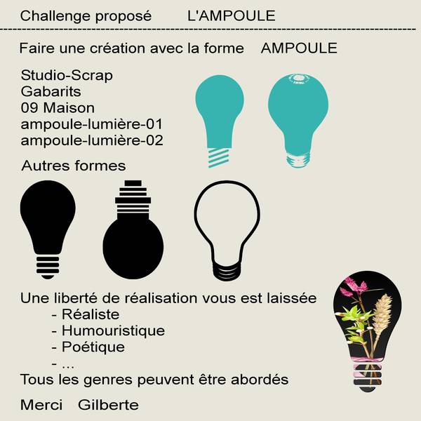 1-CHALLENGE-FAIRE UNE CREATION avec LA FORME AMPOULE