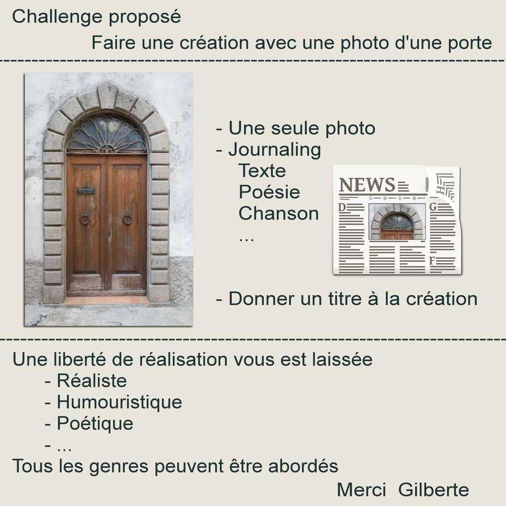 1-CHALLENGE - FAIRE UNE CREATION AVEC UNE PHOTO D'UNE PORTE