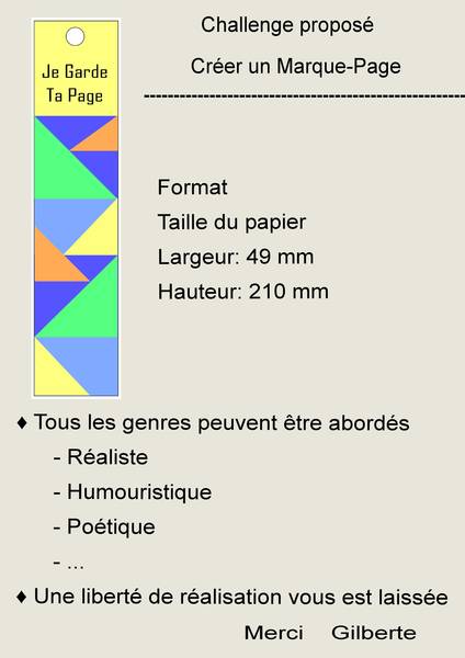 1-CHALLENGE PROPOSE - CREER UN MARQUE-PAGE
