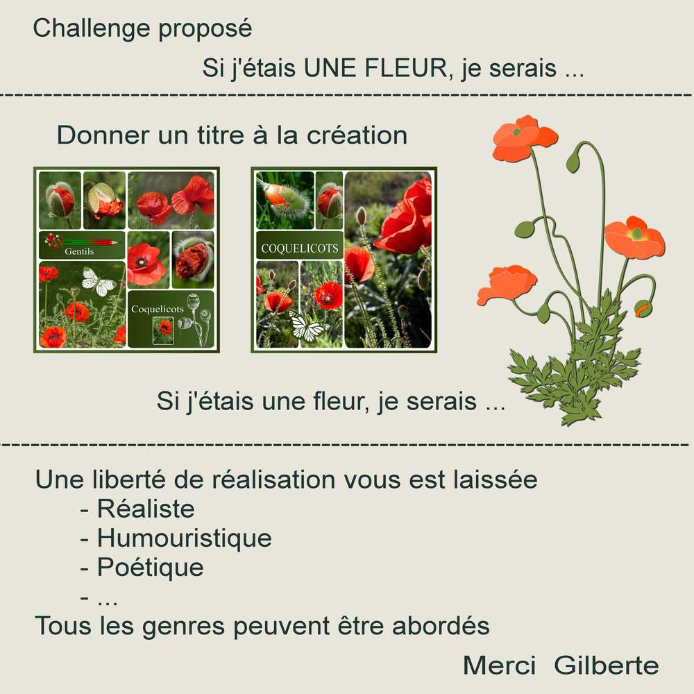1-CHALLENGE - SI J'ETAIS UNE FLEUR, JE SERAIS ...