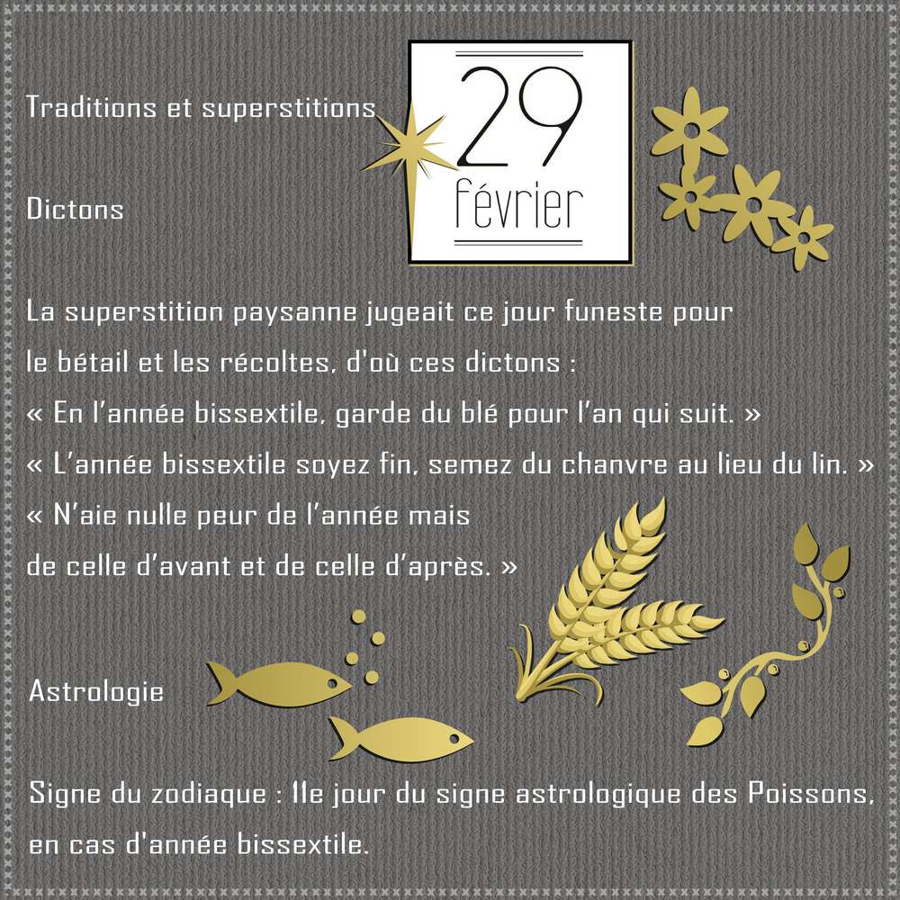 2-29 FEVRIER - TRADITIONS ET SUPERSTITIONS