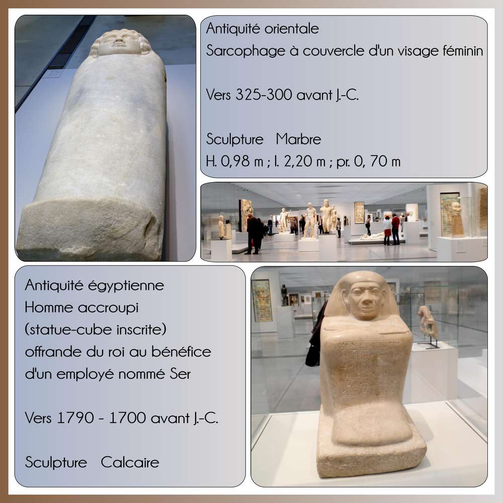 45-LE LOUVRE LENS - SARCOPHAGE - STATUE CUBE INSCRITE