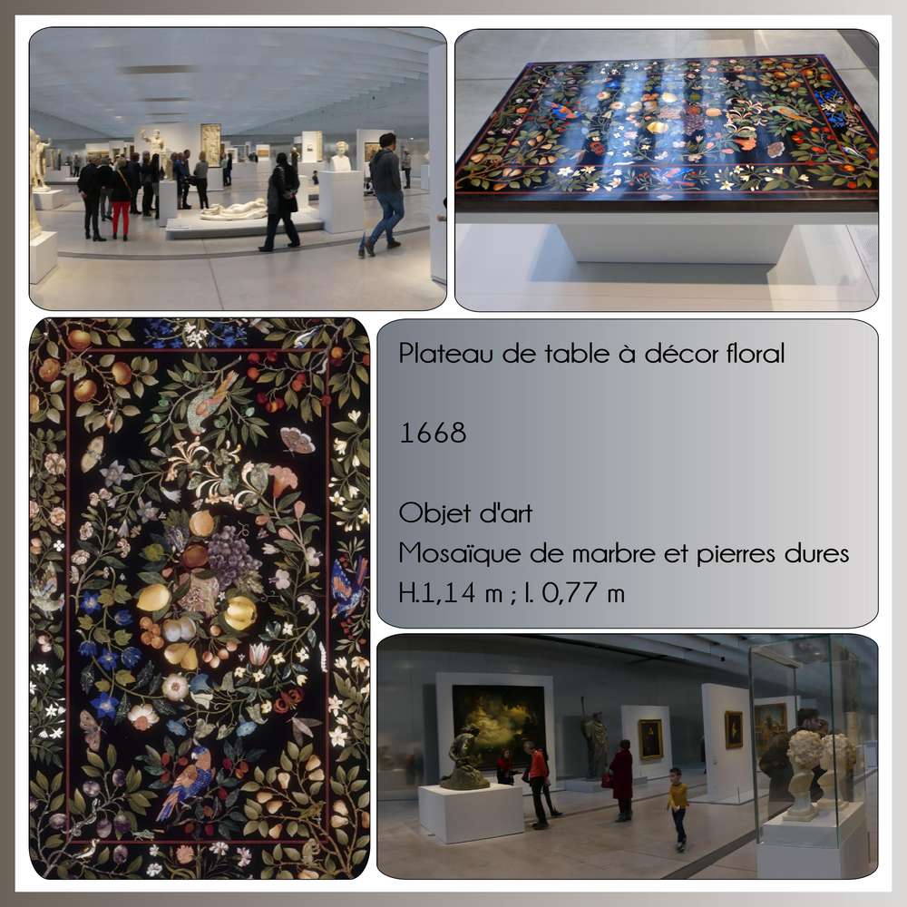 46-LE LOUVRE LENS - PLATEAU DE TABLE A DECOR FLORAL
