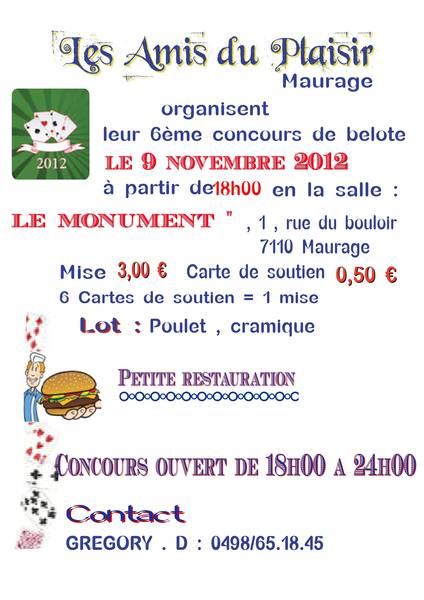 Affiche Cocours de belote 2012