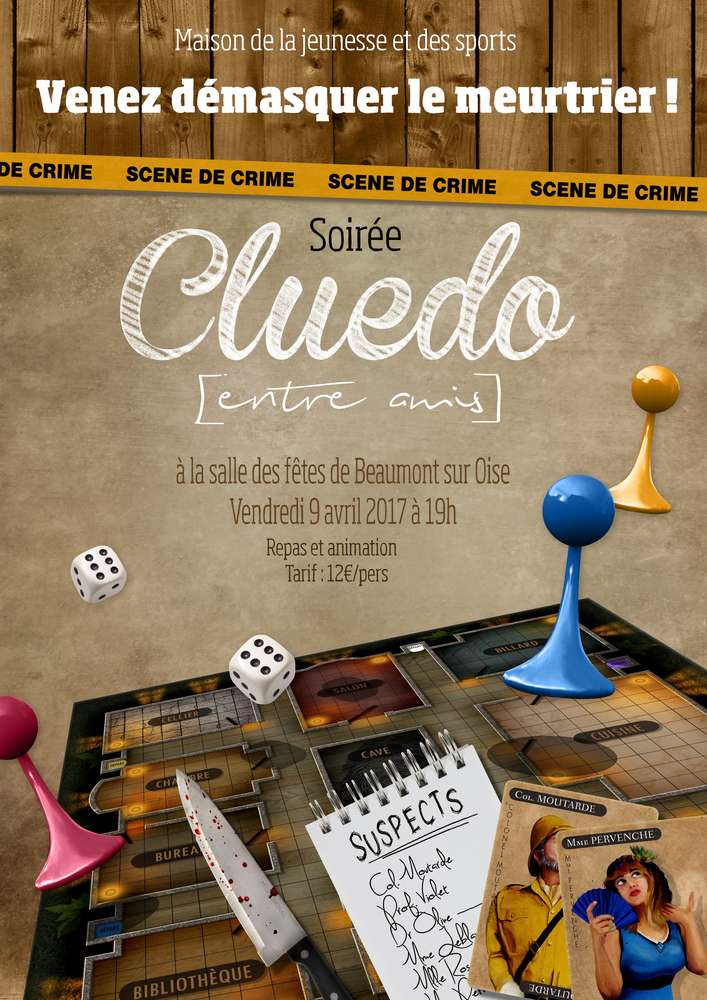 affiche soirée enquête mystère jeu cluedo