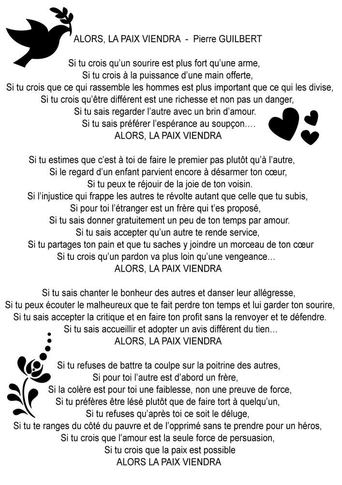 ALORS LA PAIX VIENDRA - PIERRE GUILBERT
