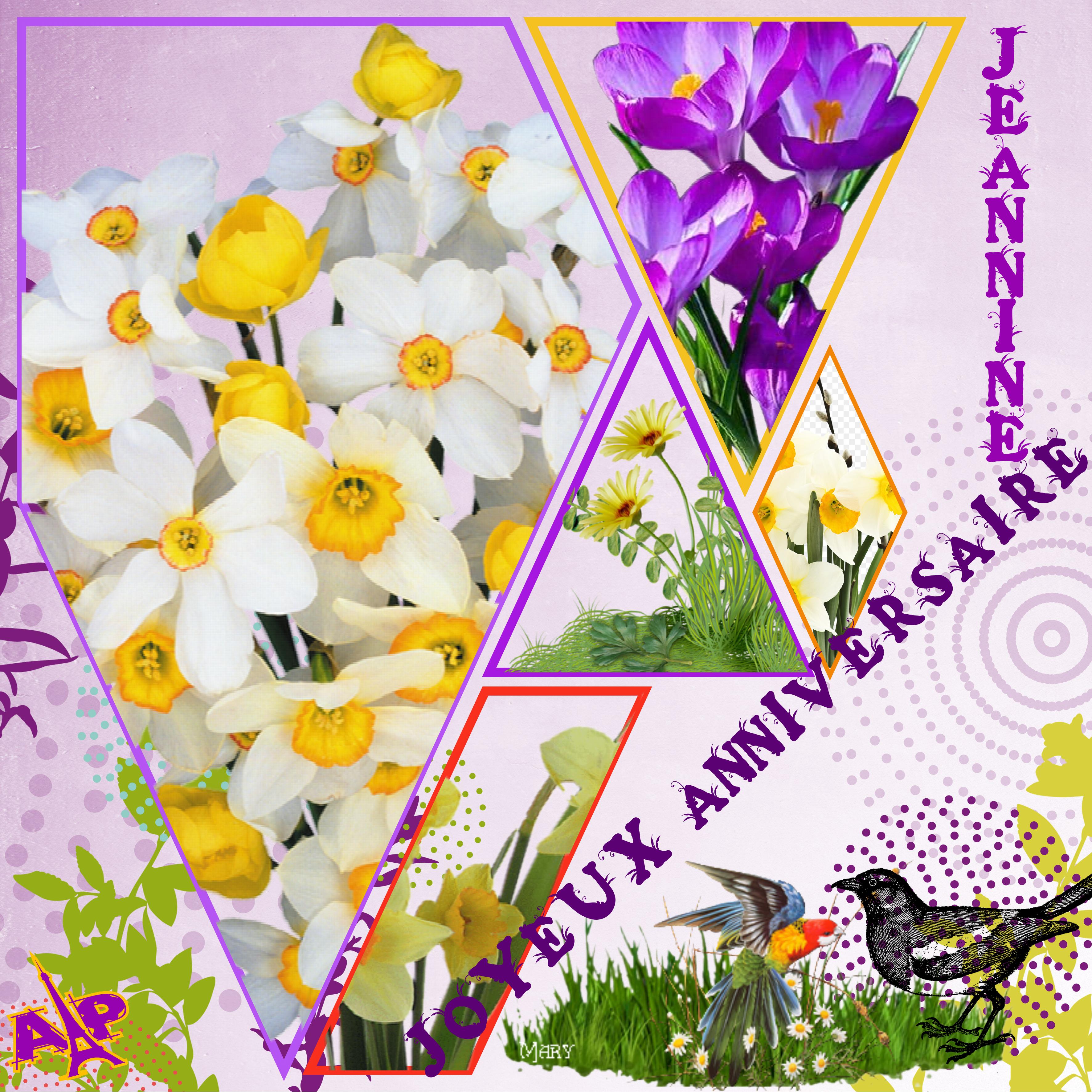 anniversaire Jeannine 20 mars. de la part d'Annie