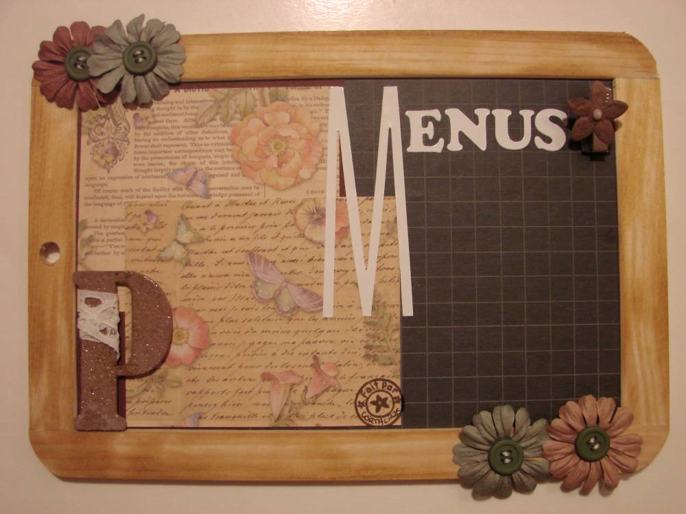 Ardoise héritage (fleurs papiers anciens)