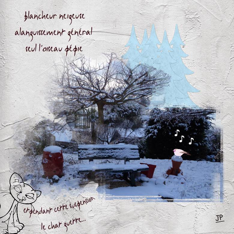 aujourd'hui il a neigé sur mon jardin