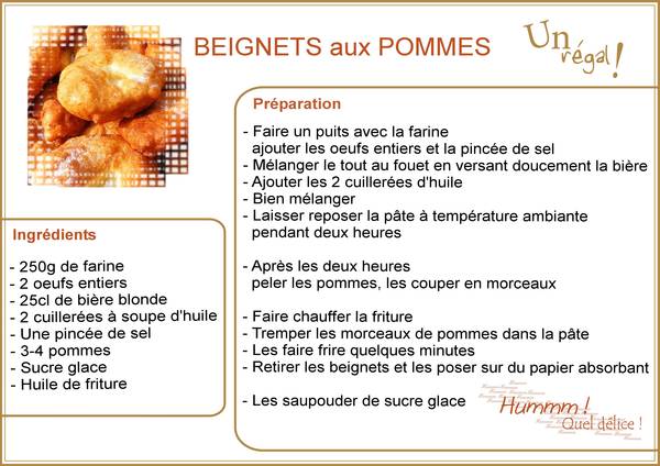 BEIGNETS aux POMMES