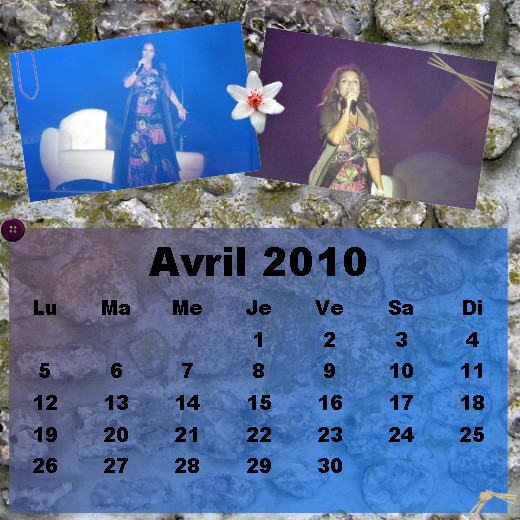 Calendrier d'avril 2010 Hélène Ségara