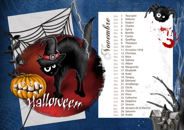 calendrier Novembre Halloween