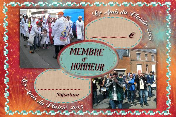 Carte membre d' honneur 2015
