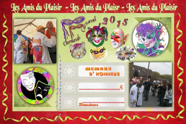 Carte membre d' honneur 2015 -