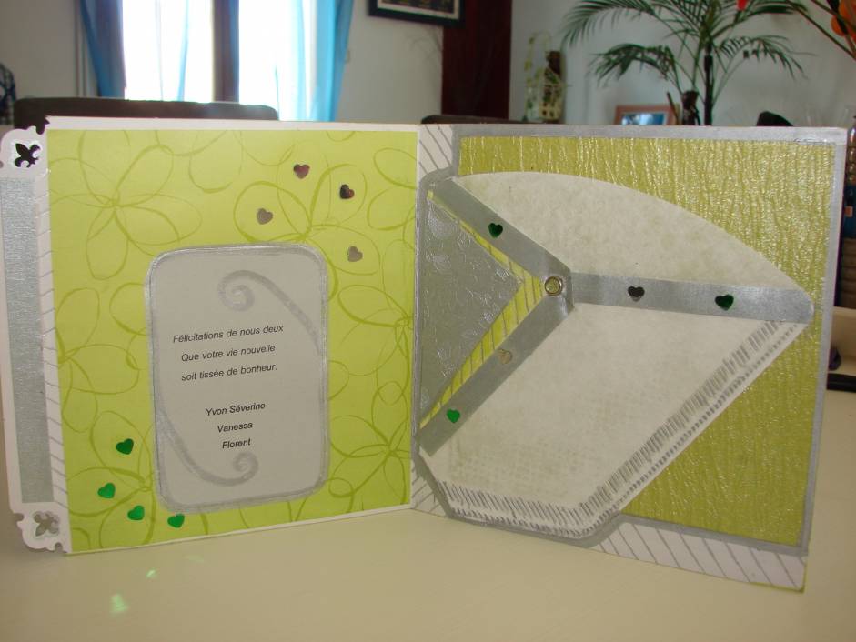 carte theme mariage argent et vert