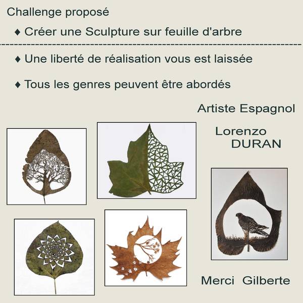 CHALLENGE-CREER UNE SCULPTURE SUR FEUILLE D'ARBRE