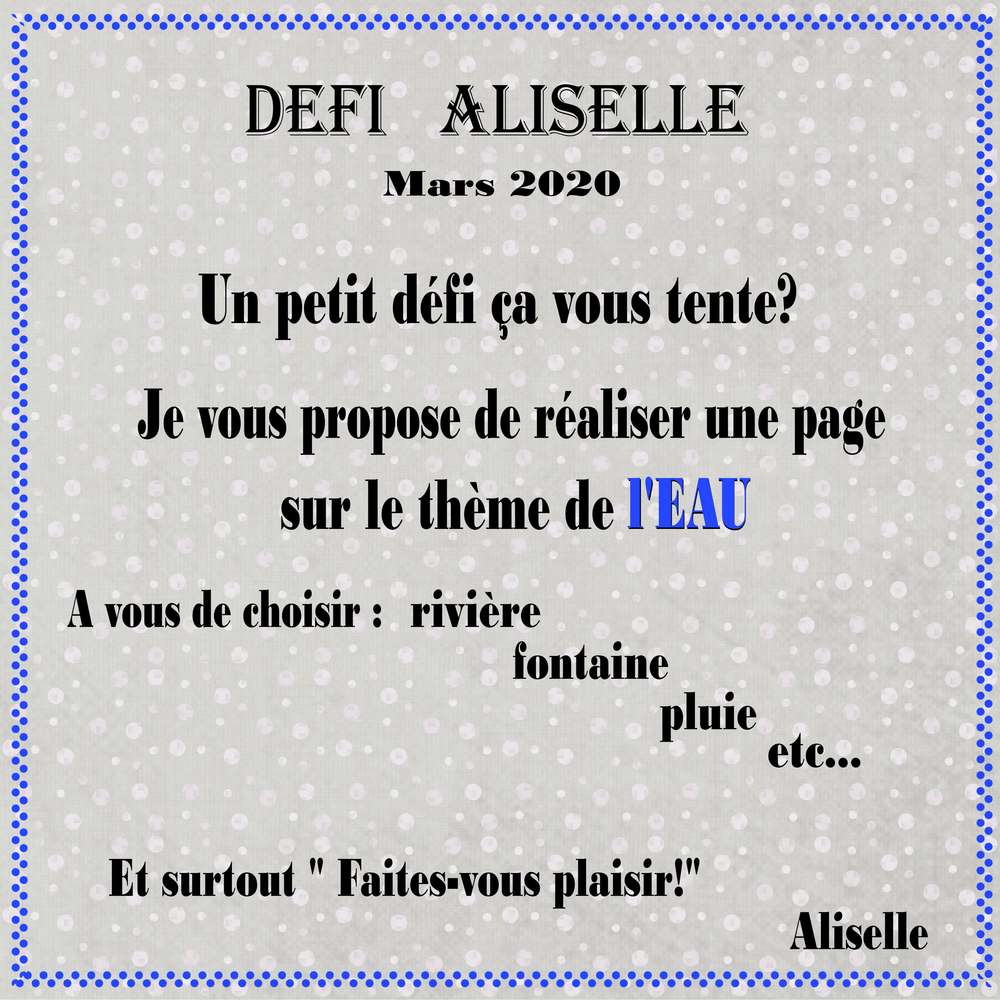 Défi  EAU Aliselle mars 2020