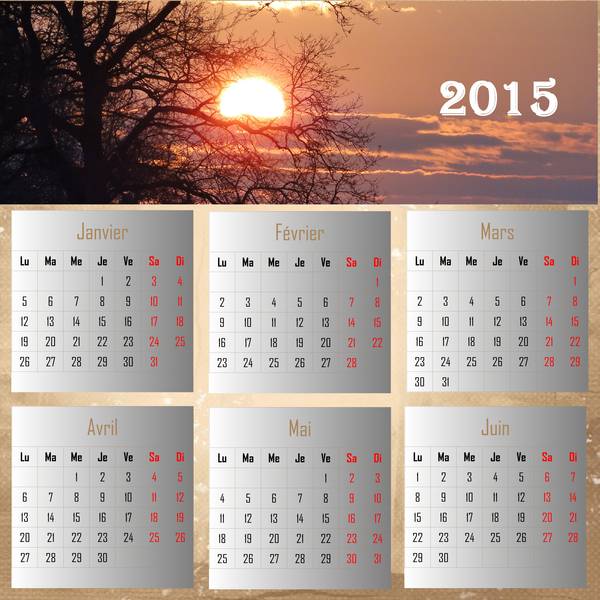 Défi Laurette semaine 46 - calendrier 1er semestre 2015