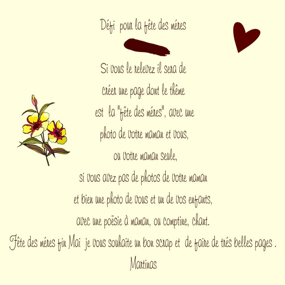 Défi Page ou carte fête des Méres