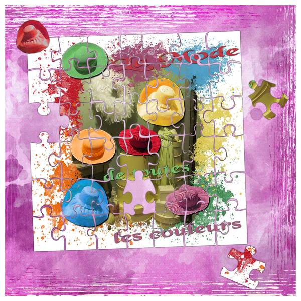 Défi S50 Puzzle avec une ancienne page de scrap de Laurette