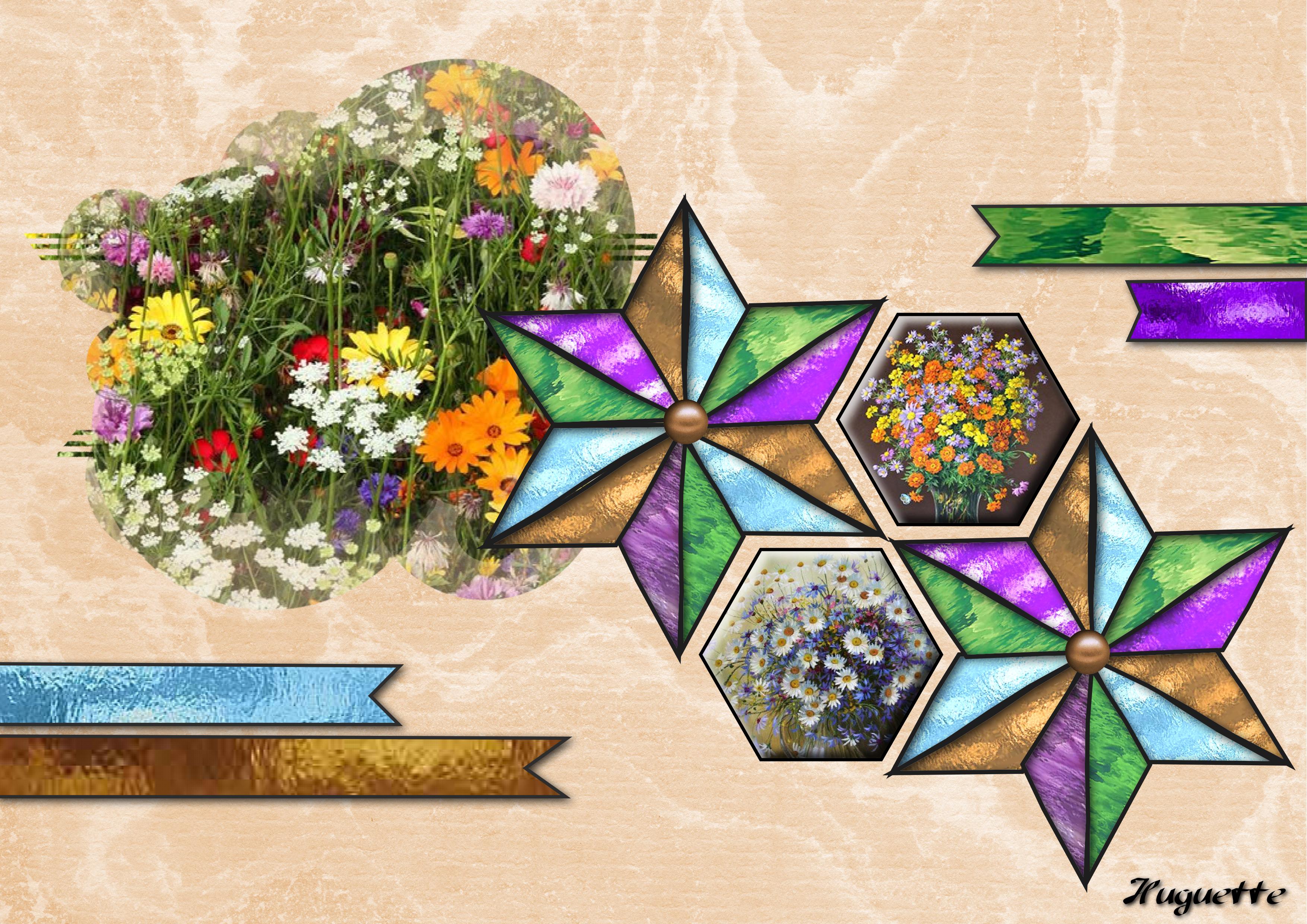 Deux étoiles et des fleurs Huguette.jpg