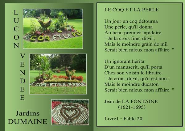 FABLE -- LE COQ et LA PERLE --- Jean de LA FONTAINE
