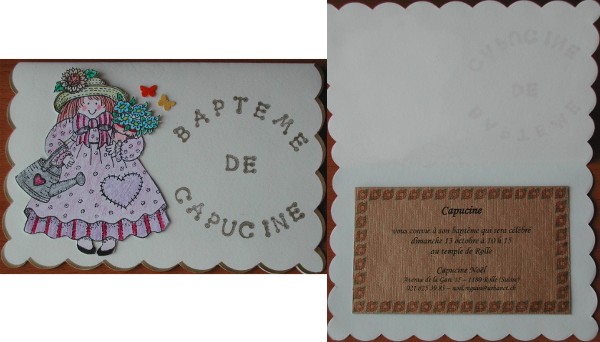 Faire-part de baptême de Capucine