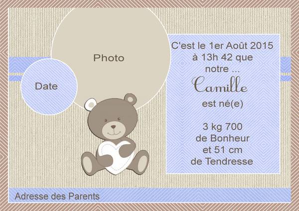 FAIRE-PART DE NAISSANCE