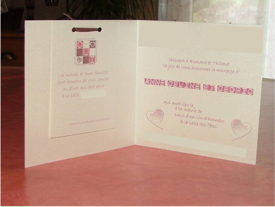 Faire-part mariage intérieur