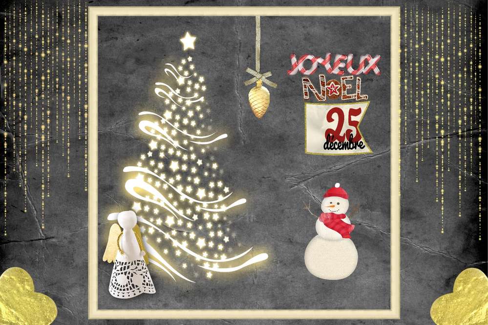 Joyeux Noël noir et or