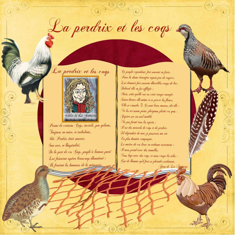 La perdrix et les coqs