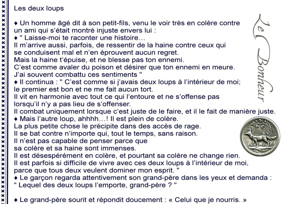 LE BONHEUR - LES DEUX LOUPS