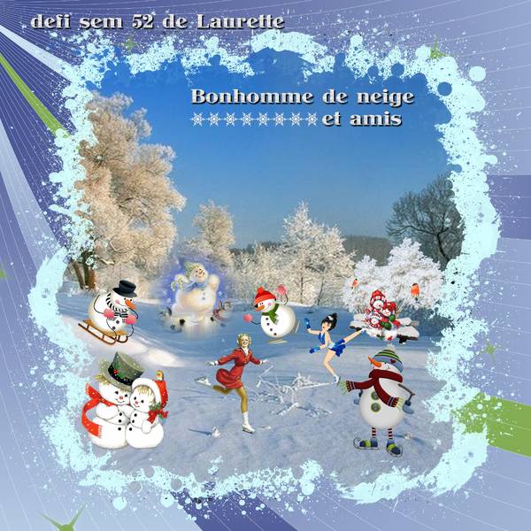 Le bonhomme de neige et ses amis.