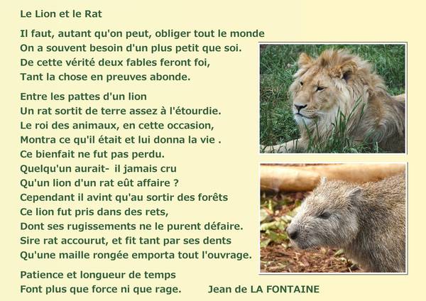 LE LION ET LE RAT - JEAN DE LA FONTAINE