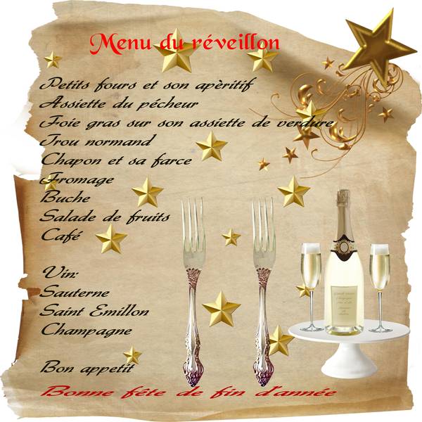 Le menu de reveillon