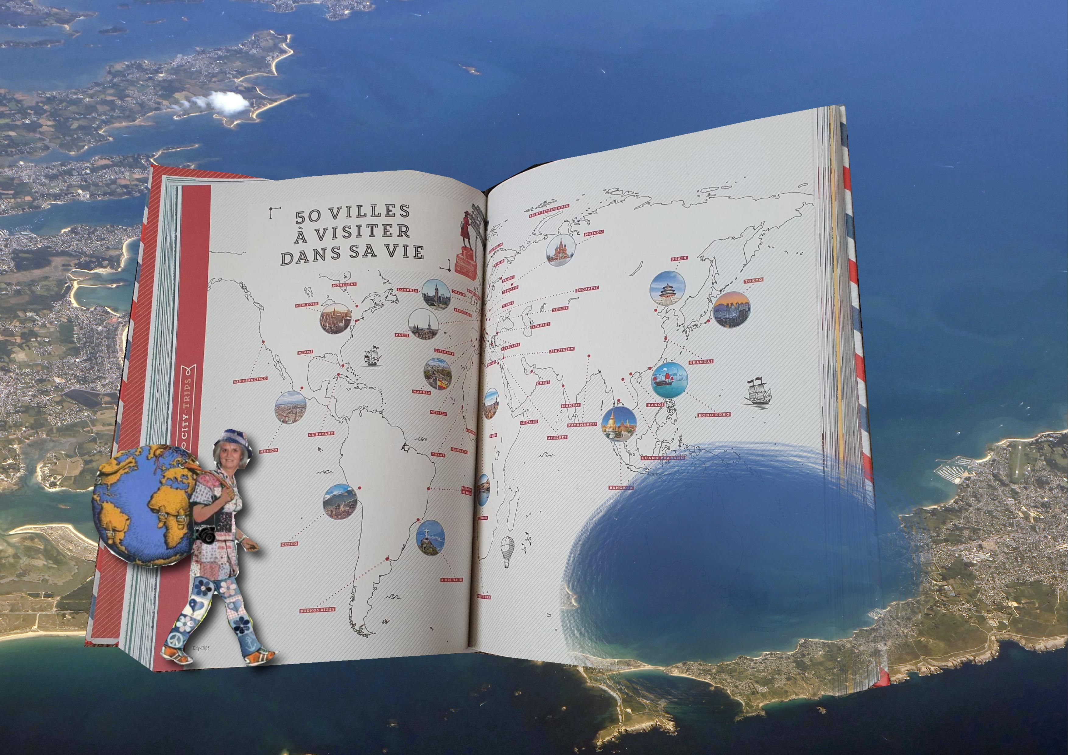 Livre ouvert; personnage détouré;hors cadre