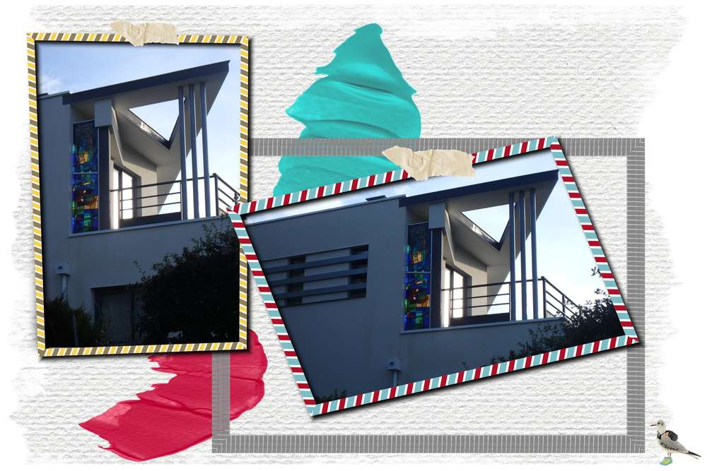 maison avec un vitrail