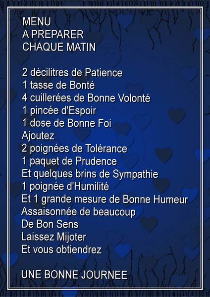 MENU A PREPARER CHAQUE MATIN
