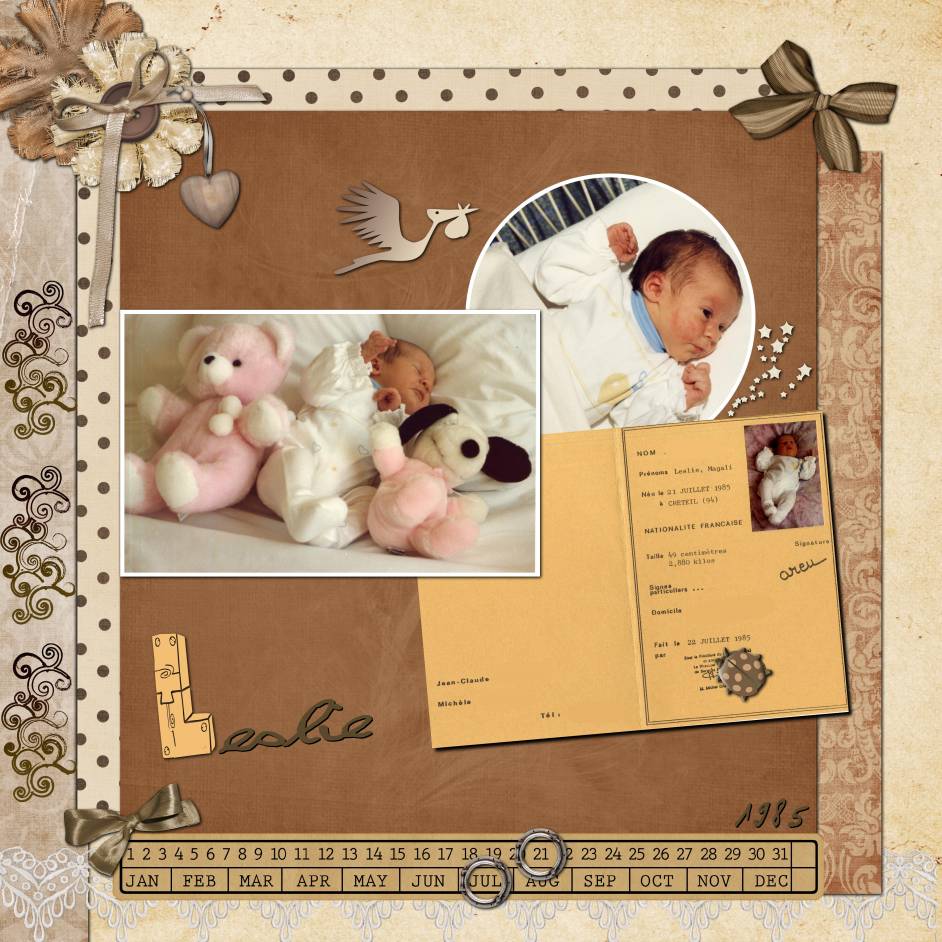 Naissance de ma fille aînée,  en 1985...