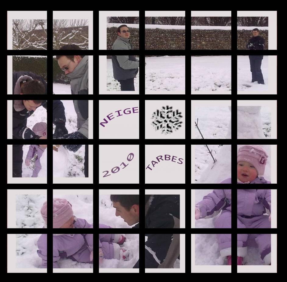 neige à Tarbes avec  tonton et papa